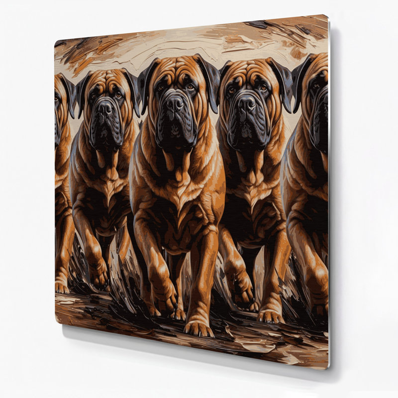 «Dogs Mastiff», art mural en métal noir, H 32 po x l 32 po