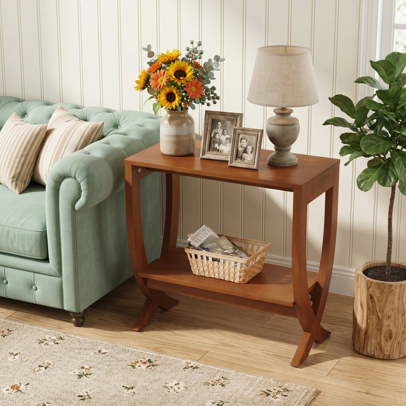 Solid Wood Pedestal Side Table Set, 2