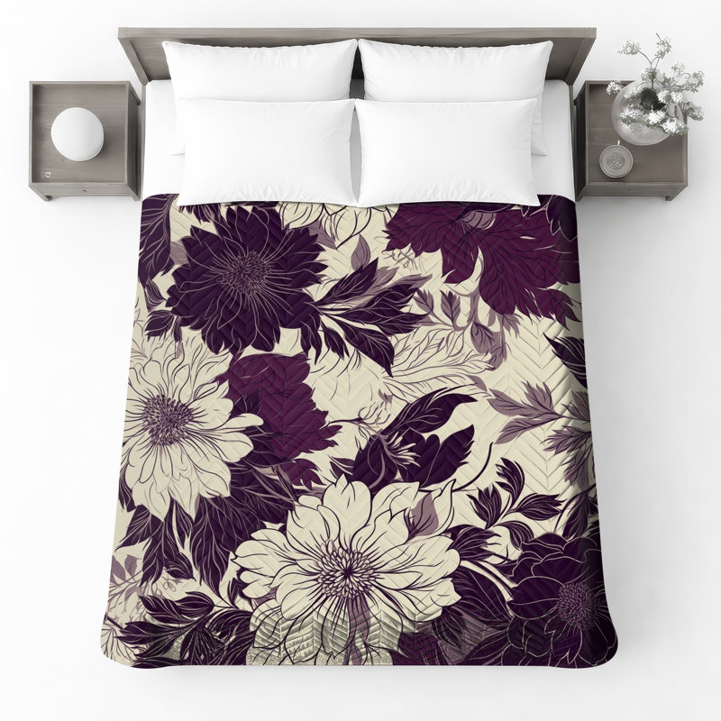 Couvre-lit matelassé à motif floral détaillé de toutes tailles, Lit simple
