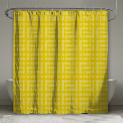 Rideaux de douche jaune à motif géométrique