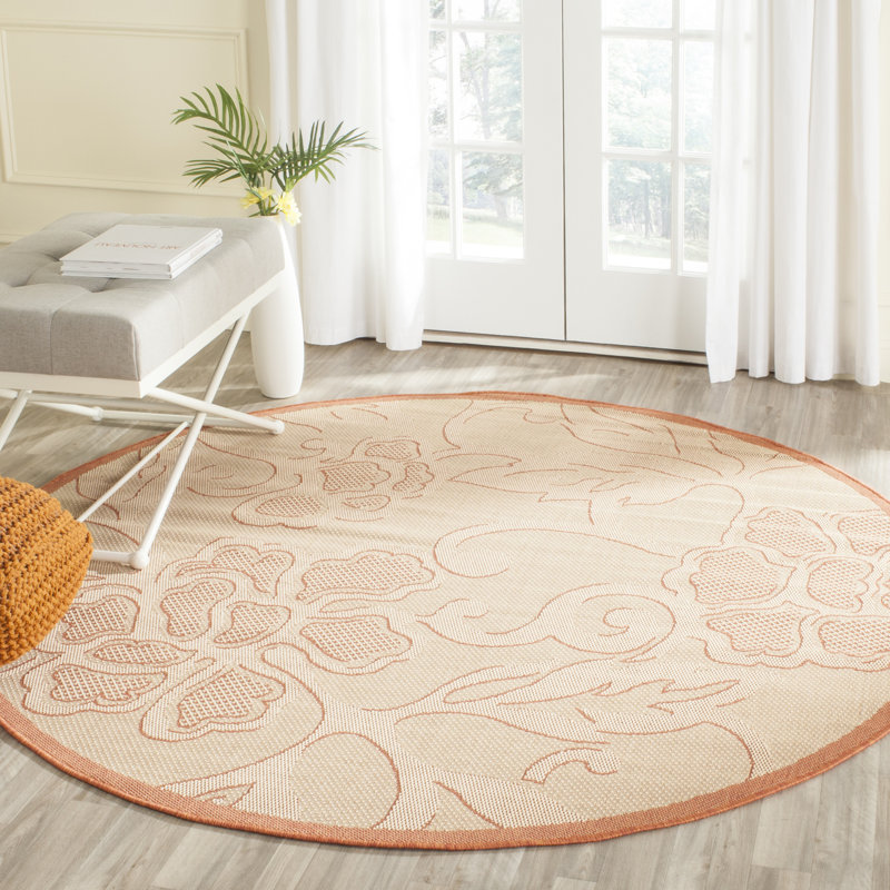 Herefordshire Performance Floral Indoor/Outdoor Area Rug, Round 5'3"