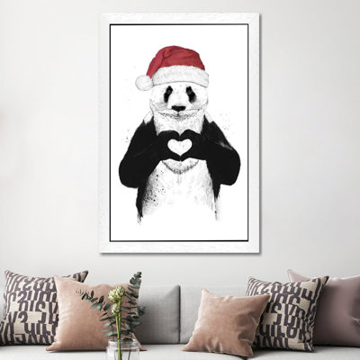 Santa Panda 1 Piece Floater Frame Wall Art on Canvas