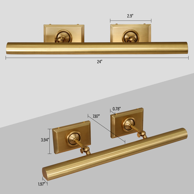 Modern Dimmable Led Wall Mounted Picture Light, 3.94" H x 24" W x 7.87" D, Gold