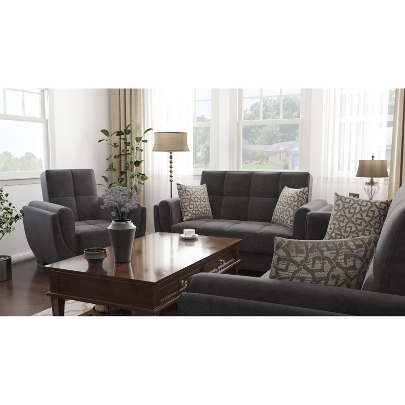 Fauteuil convertible en microfibre avec rangement Primenest Skyhaven Collection, Microfibre noire
