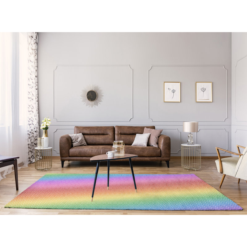 Tapis rouge / mauve / jaune Art Deco Reg, Rectangle 9 pi x 12 pi