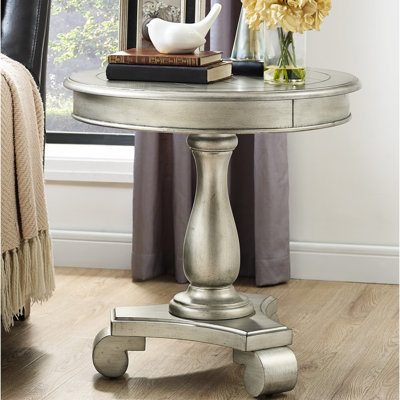 Champagne Wood Pedestal Table - Classic & , 26.5" X 26.5 Round Table, 26" Diameter, Fine Detail