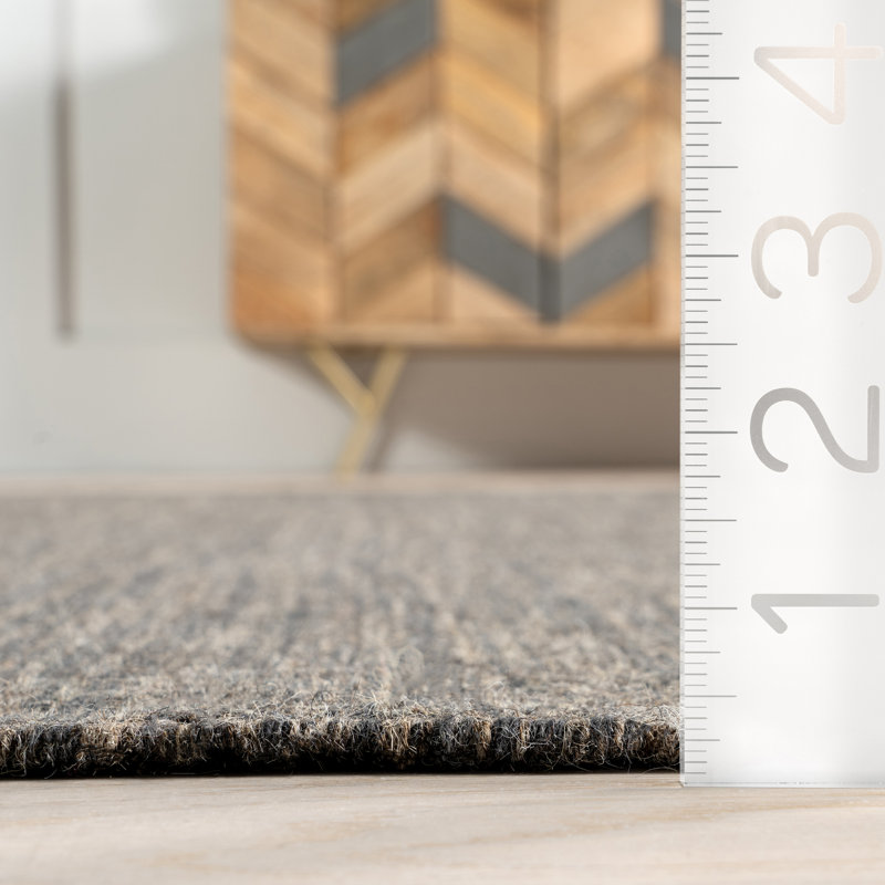 Tapis noir en laine Brooklyn, Rectangle 7 pi 6 po x 9 pi 6 po