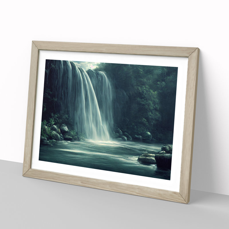 Iconic Waterfall - Single Picture Frame Print, 25cm H x 34cm W, Oak