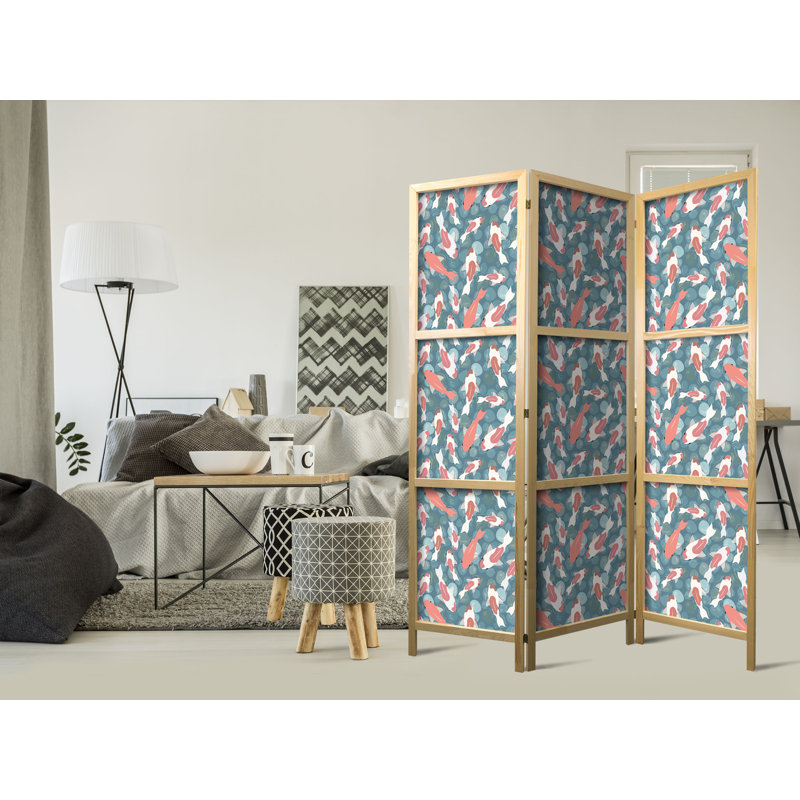 171cm H Solid Wood Folding Room Divider, 171cm H x 135cm W x 1.2cm D, 3