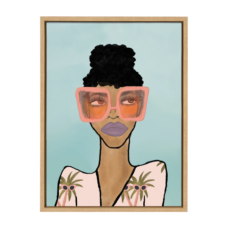 «Fashion Girl 2 Blue» par Bouffants and Broken Hearts LLC, reproduction d'art sur toile encadrée, Naturel