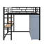 Lit mezzanine en métal avec bureau intégré, tablettes, prise de courant, éclairage DEL et garde-robe-314692936-314692942