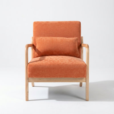 Modern Accent Armchair with Solid Wood Frame and Detachable Lumbar Support Pillow