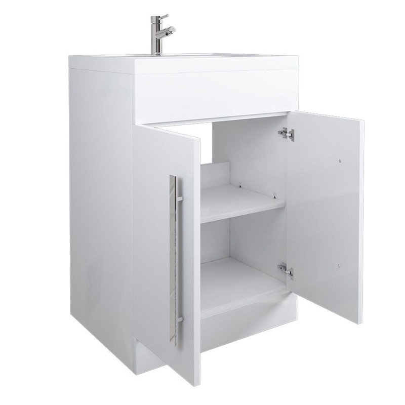 Edmonston 600mm Single Bathroom Vanity with Polyglomerate Basin, White