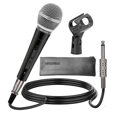5 Core Microphone Professional Unidirectional Dynamic Neodymium Mic w/ ON/OFF Switch, Cable Clip