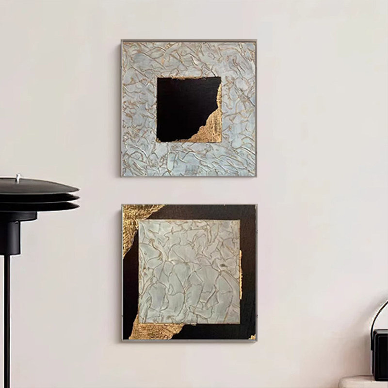 Ensemble de 2 tableaux rectangulaires abstraits modernes sur toile pour salon, H 15,75 po x L 15,75 po x l 3,15 po