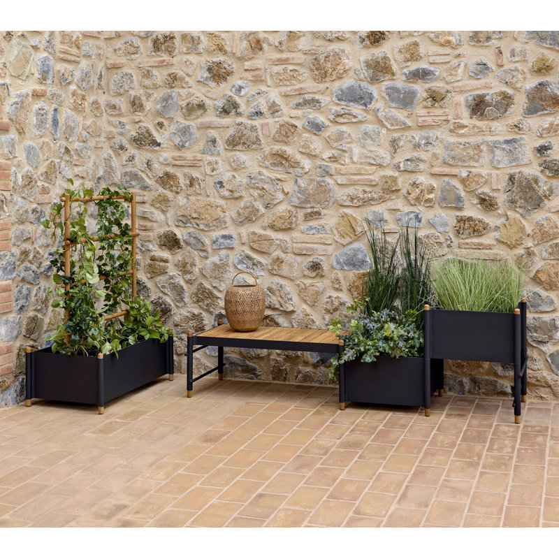 Sticks Outdoor Teak Bench, Lava Gray