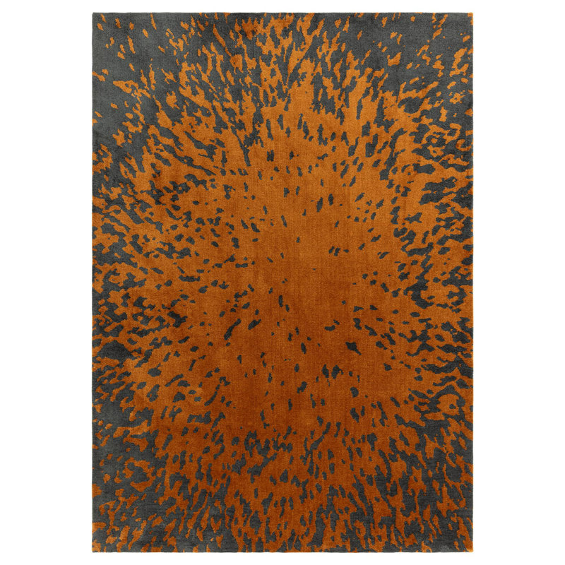 Alaisdair Splash Abstract Orange Black Area Rug, Rectangle 200 x 290 cm