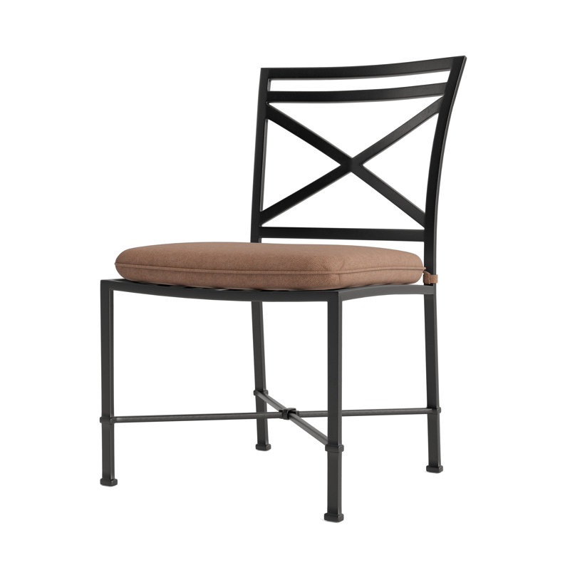 Venetian Outdoor Dining Side Chair, Fusion Clay, Textured Pewter, Brown