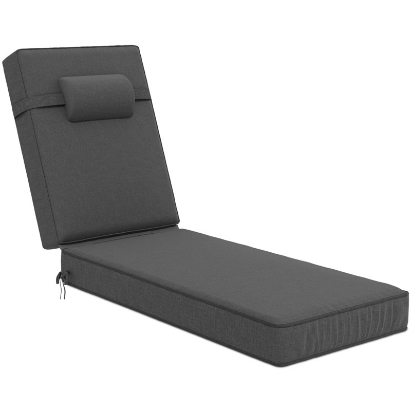 Outdoor Olefin Chaise Lounge Cushions, Dark Gray, 44" W x 21" D