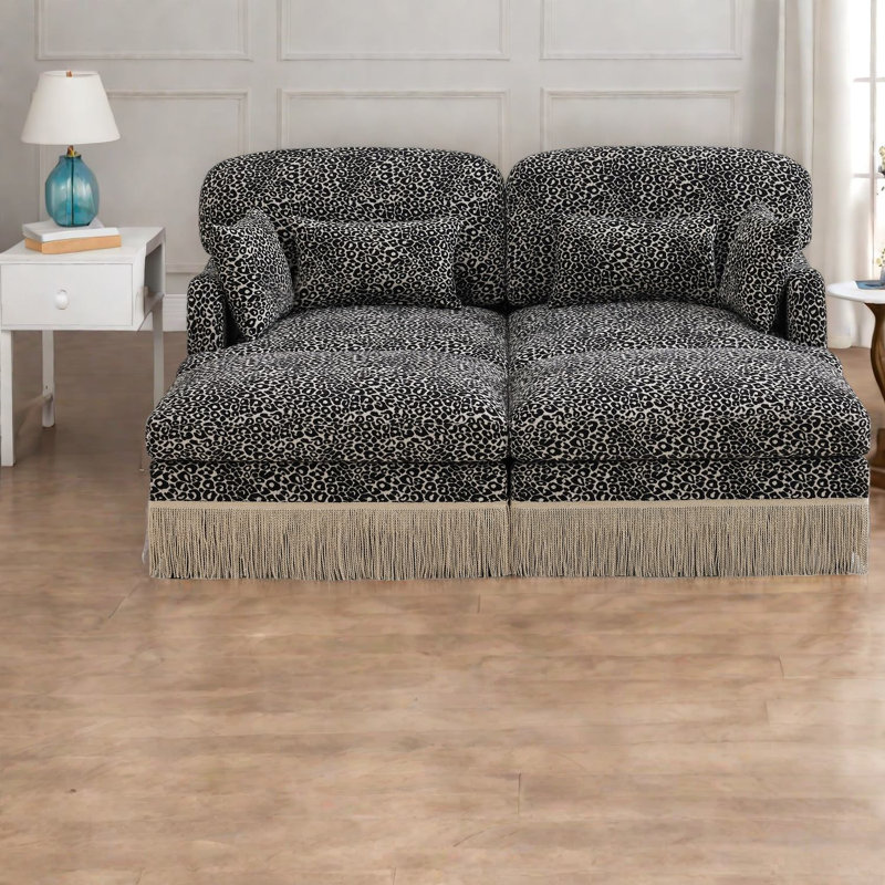 Deep Seat Modular Sofas, Chenille Leopard Modern Style For Home