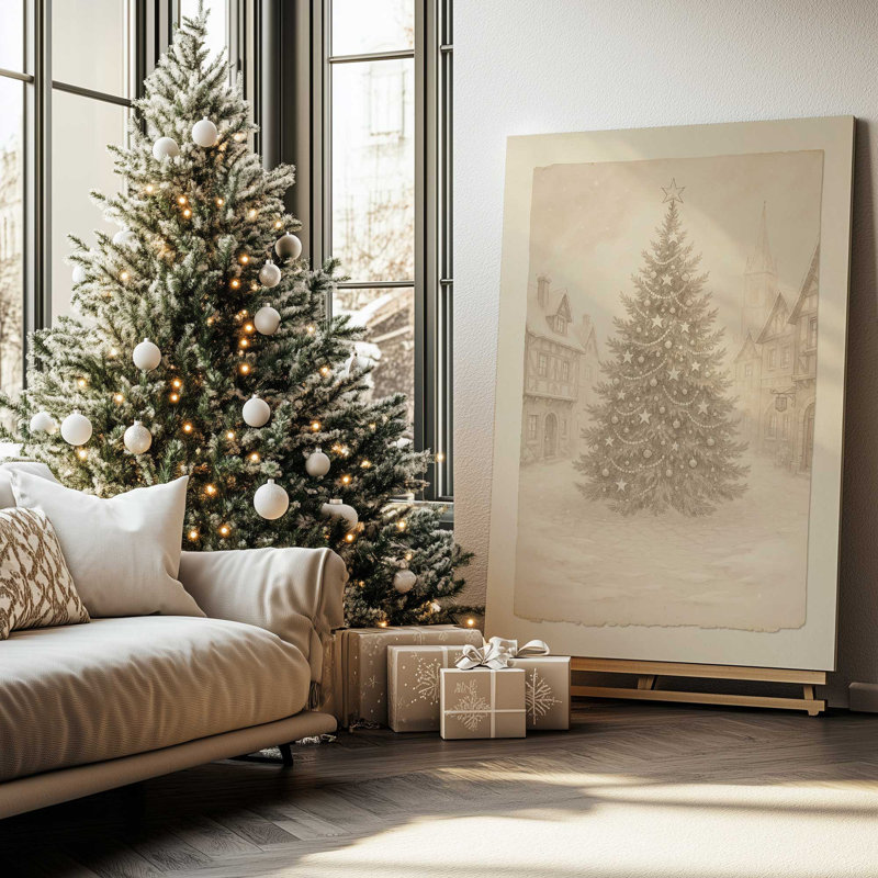«Town Square Noel», reproduction d'art sur toile, Toile tendue avec châssis, H 18 po x l 12 po