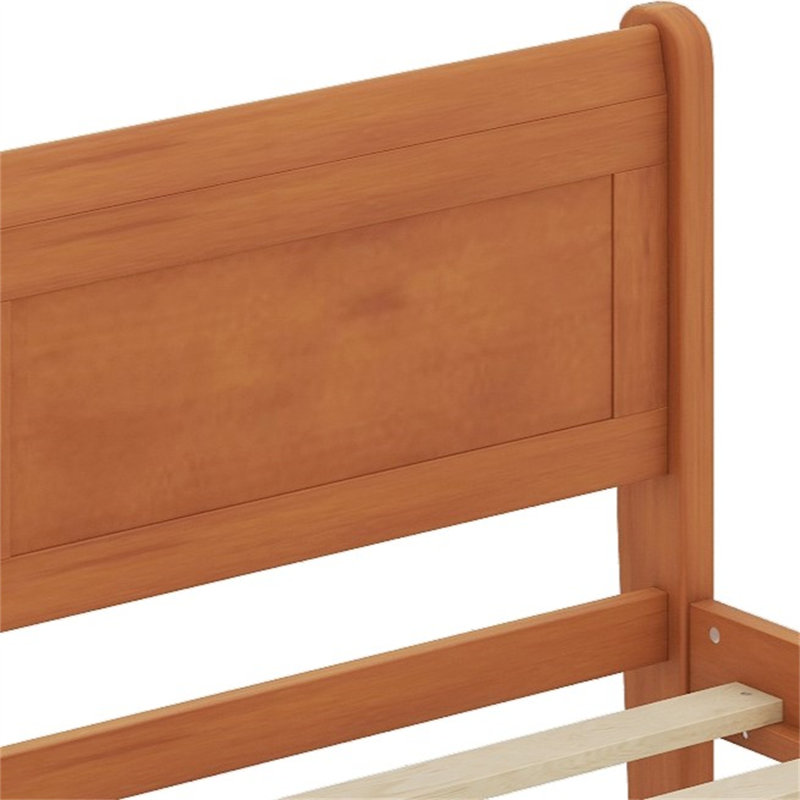 Wooden Platform Bed with Headboard and Footboard, Oak, Queen