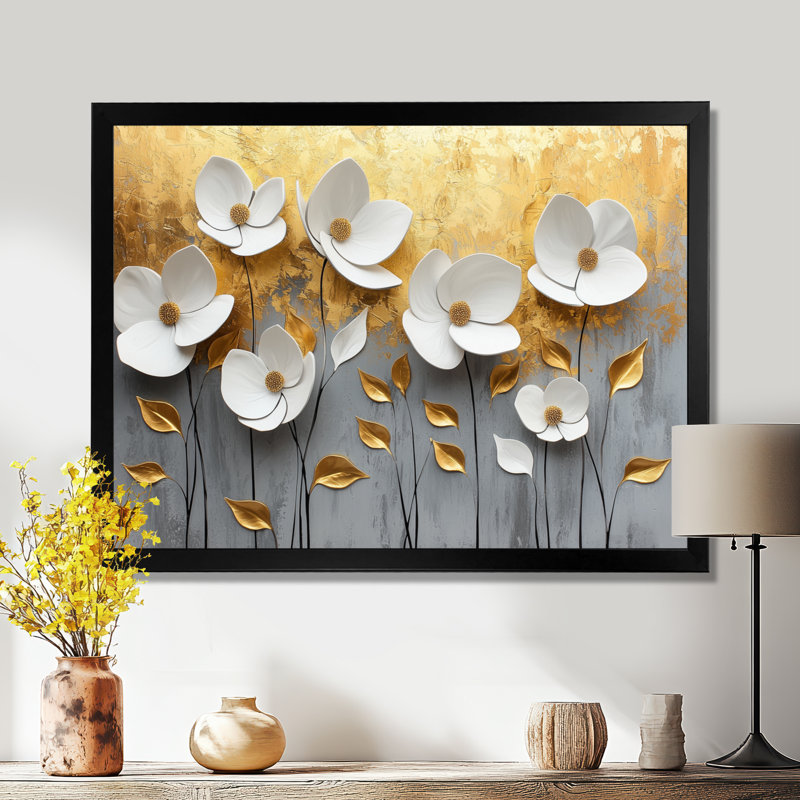 Mcnear - Floral Large Wall Art, H 30 po x l 40 po, Avec cadre, Noir, noir, noir, noir