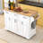 Rolling Kitchen Island Cart with Rubber Wood Drop Leaf, Storage Cabients and Soft Close Drawers-368164099