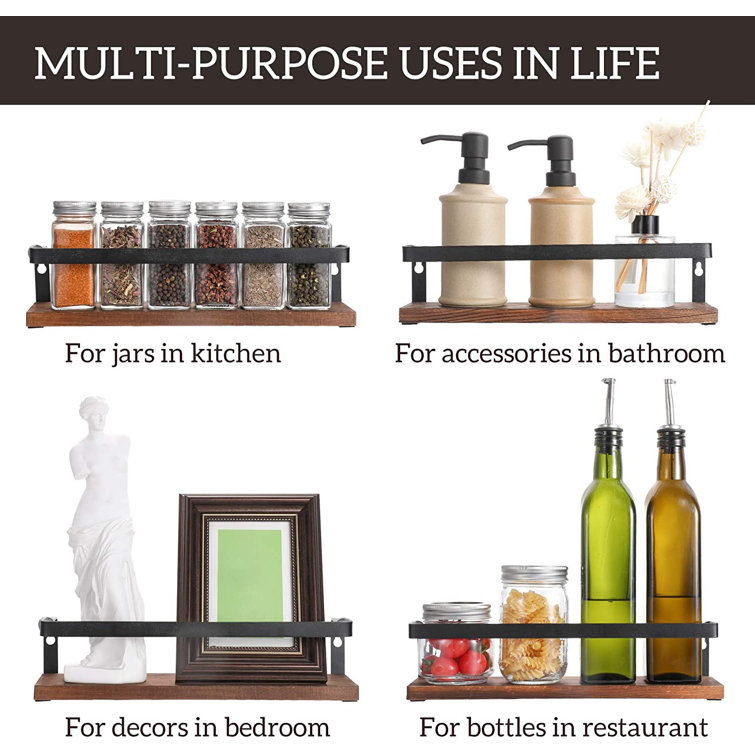 HappyHome Spice Rack with Jars, Funnel, Labels, & Pen - Wall Mount Metal Spice  Organizer 