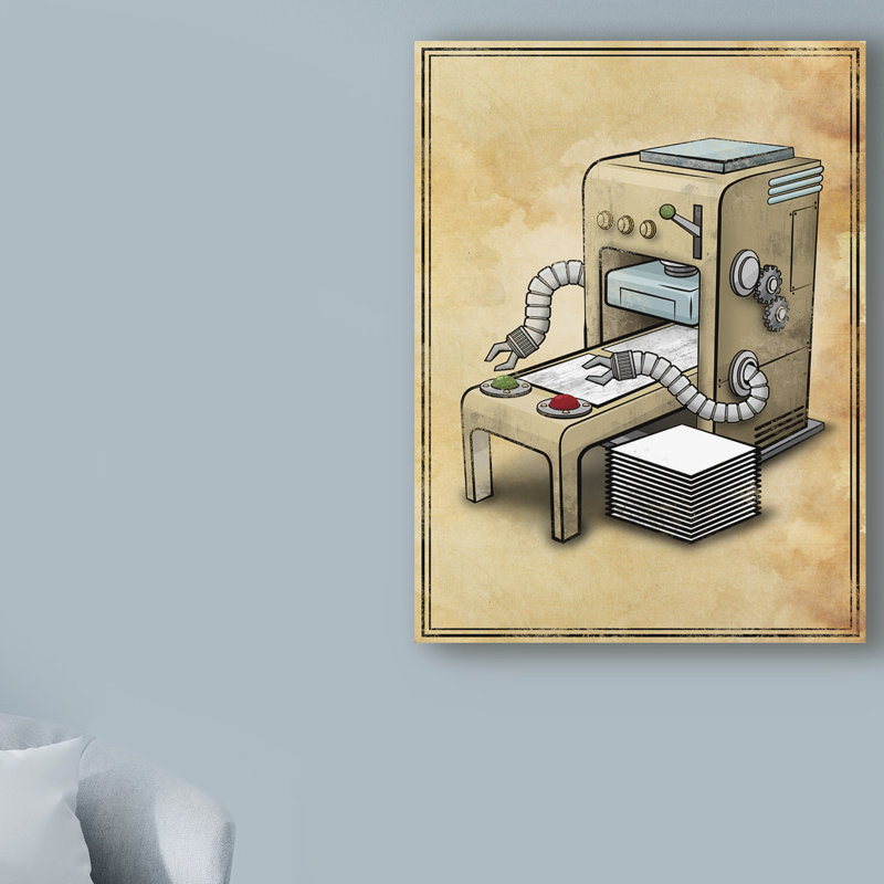 « printer », art sur toile, H 19 po x l 14 po x P 2 po