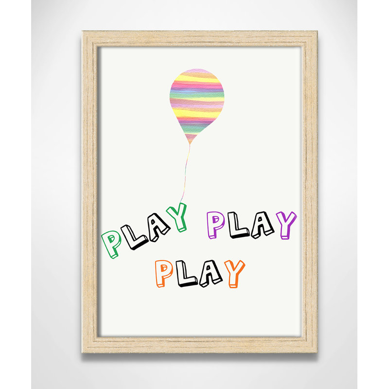 Play Play Play, impression sur papier, H 14 po x l 10 po x P 1,18 po, Encadré de boîte beige