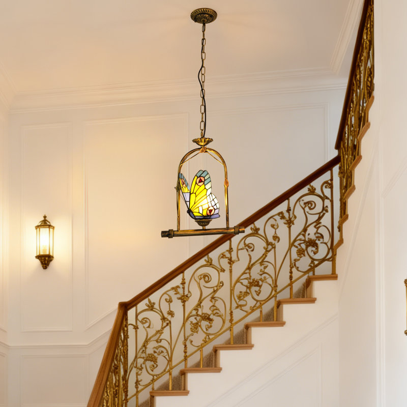 Luminaire suspendu vintage en verre teinté avec ampoule E26 bronze