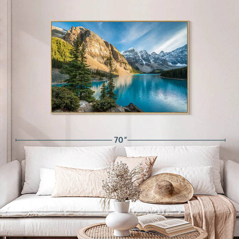 Lac Moraine Glorious, Cadre flottant en bois naturel, 46 po x 31 po