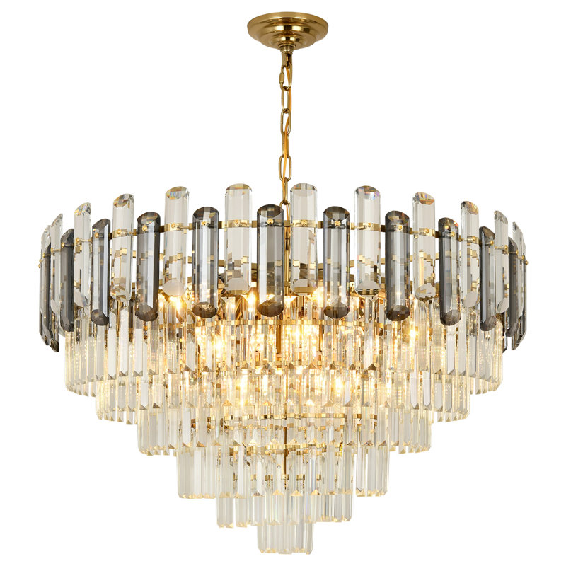 Lustre à niveaux 17 lumières Norgren, 19.68" H x 28.74" W x 28.74" D