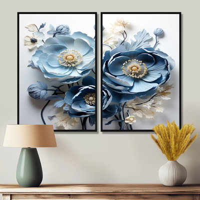 Ranunculus Bouquet VI - Blue Canvas Prints