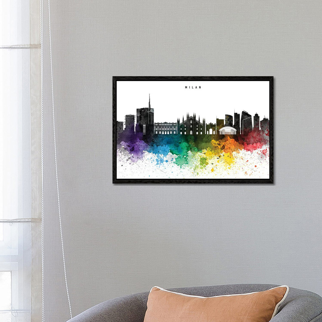 Mailand Skyline, Rainbow Style von WallDecorAddict - Galerie-verpackte Leinwand Giclée