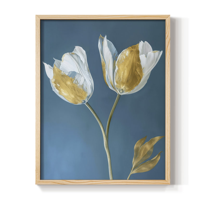 Impression encadrée FLORAL Series CXI - bois massif, H 15 po x l 12 po