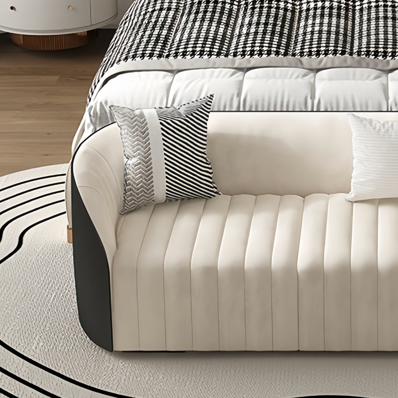 Banc de rangement élégant pour fin de lit, Blanc cassé, Noir