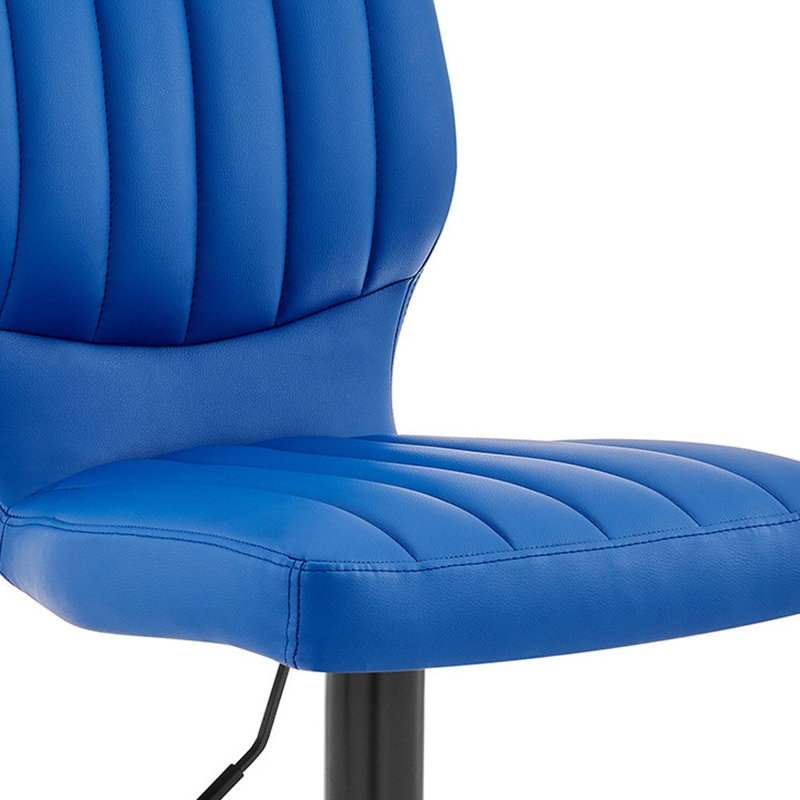 Tabouret de bar réglable en similicuir noir, Bleu