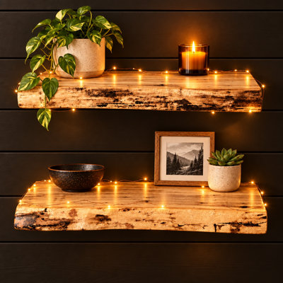 Ensemble de 2 tablettes flottantes en bois d'érable massif Ambrosia