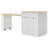 82.6" Fluted Kitchen Island with Extendable Dining Table for 4-6, Island Table for Kitchen with Power Outlet, Kitchen Table with Double-Side Storage, 2 Drawers 2 Side Open Shelves-934169211