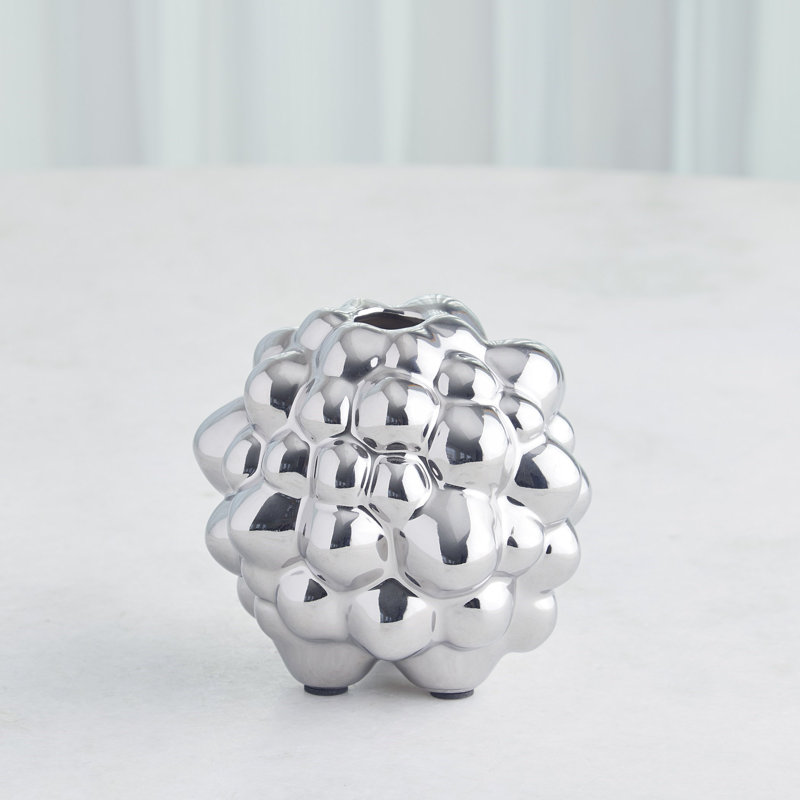 Vase à bulles, H 5,25 po x l 5,25 po x P 5,25 po, Argent brillant
