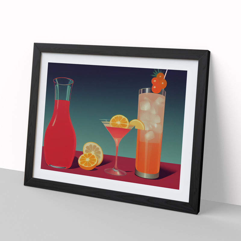 XH1022-6075X Modern Cocktail Art Vol.2 - Single Picture Frame Print, Black, 46cm H x 64cm W x 2cm D