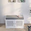 Banc de rangement pour chaussures avec coussin de siège rembourré, banc d'entrée avec 2 portes de grange