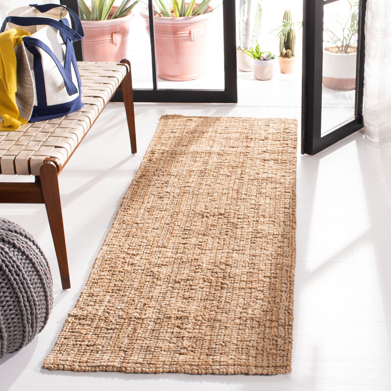 Tapis en jute tissé à la main Redick, Tapis de couloir 2 pi 3 po x 13 pi