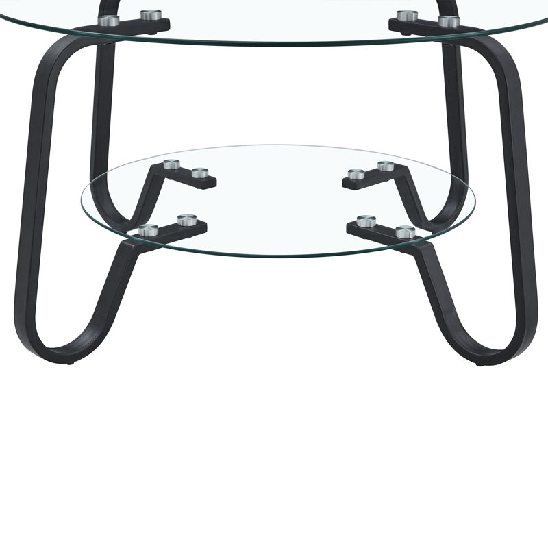 Table basse en verre trempé à double couche de style rétro minimaliste