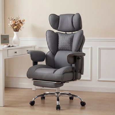 Ergonomic Big & Tall Executive Office Chair with Adjustable Padded Armrest, Headrest and Footrest