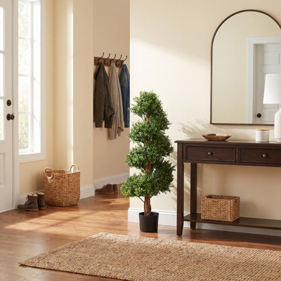Arbre en spirale artificiel de 48 pouces - Buis artificiel en pot pour la décoration intérieure ou extérieure - Faux plantes pour la maison, le bureau ou le restaurant