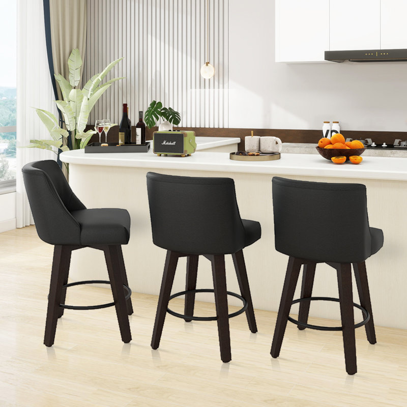 Tabourets de bar et de comptoir Loriell avec structure en bois massif, Tabouret de comptoir (siège d'une hauteur de 26 p, 3