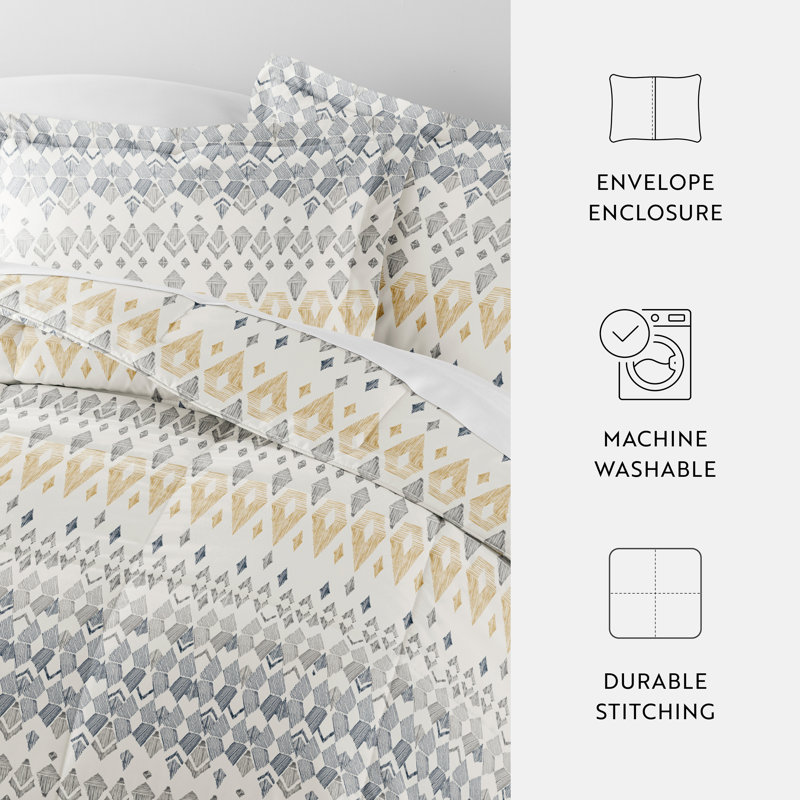 Comforter Set Patterned Microfiber All Season Down-Alternative Ultra Soft Bedding in Mayan Stamp